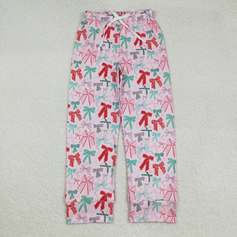 P0766 Christmas Coquette Bows Pink Women Adult's Pants
