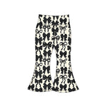 Preorder Samples P0775 Coquette Bows Black Yoga Girl's Flare Pants