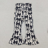 GLP2457 Coquette Bows Black Yoga Girls Flared Set