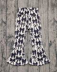 Preorder Samples P0775 Coquette Bows Black Yoga Girl's Flare Pants