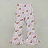 GLP2499 Football Bows Pink Yoga Girls Flared Set