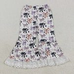 P0783 Halloween Bows Moon Girl's Flare Pants