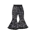 Preorder 08.21 P0799 Black Plush Sequins Design Flared Girl's Pants