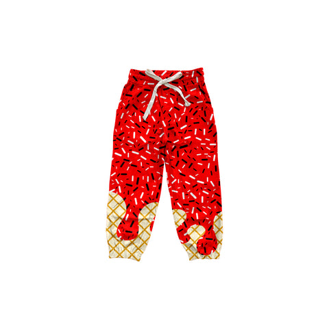 Preorder MOQ 5 pcs P0815 Ice Cream Drip Sprinkles Red Kids Jogger Pants