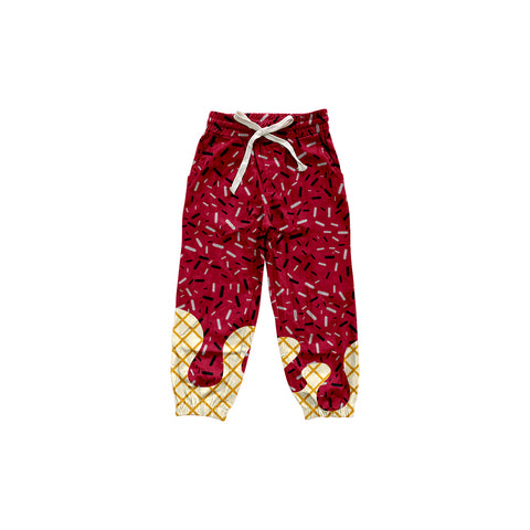 Preorder MOQ 5 pcs P0816 Ice Cream Drip Sprinkles Maroon Kids Jogger Pants
