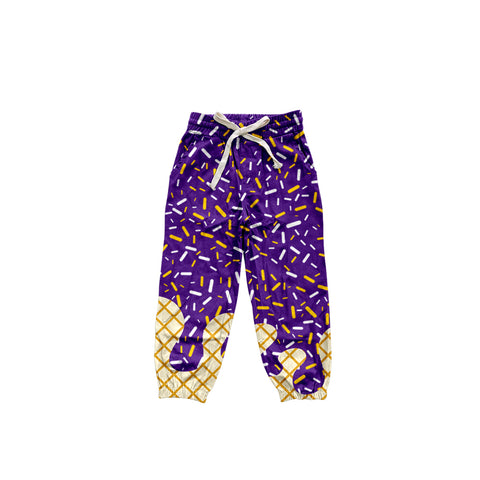 Preorder MOQ 5 pcs P0819 Ice Cream Drip Sprinkles Purple Kids Jogger Pants