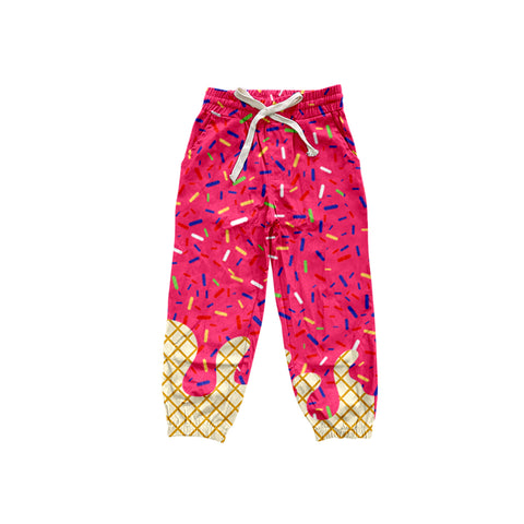 Preorder MOQ 5 pcs P0822 Ice Cream Drip Sprinkles Pink Kids Jogger Pants
