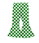 Preorder 09.24 P0841 Green Plaid  Flared Jeans Girl's Denim Pants