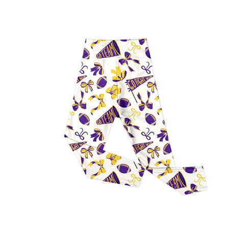 Preorder P0848 Go Team Football Bows Yoga Kids Pants