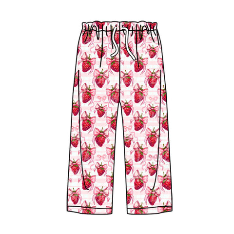 Preorder 10.14 MOQ 5 pcs P0877 Strawberry Bows Red Women Adult's Pants