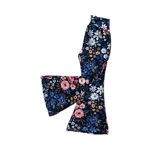 Preorder 10.14 MOQ 5 pcs P0883 Flower Girls Navy Blue Fared Pants