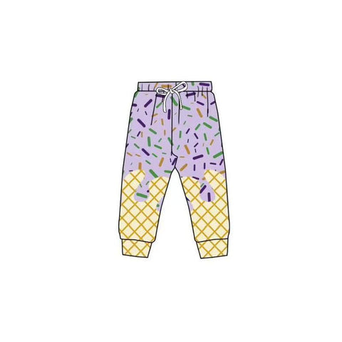 Preorder 10.16 MOQ 5 pcs P0884 Ice Cream Drip Sprinkles Purple Kids Jogger Pants