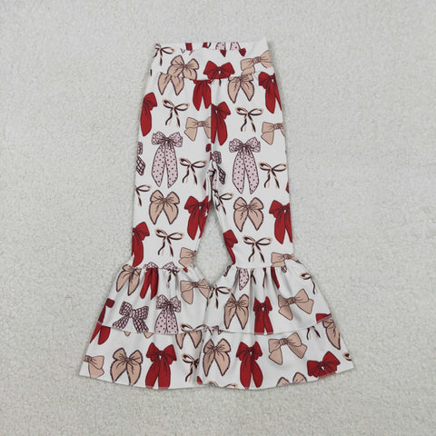 P0885 Coquette Bows Red Yoga Girls Big Fared Pants