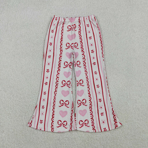 P0894 Bows Love Pink Kids Girls Flared Pants