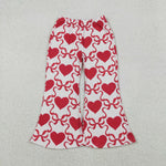 P0895 Bows Love Pink Kids Girls Flared Pants