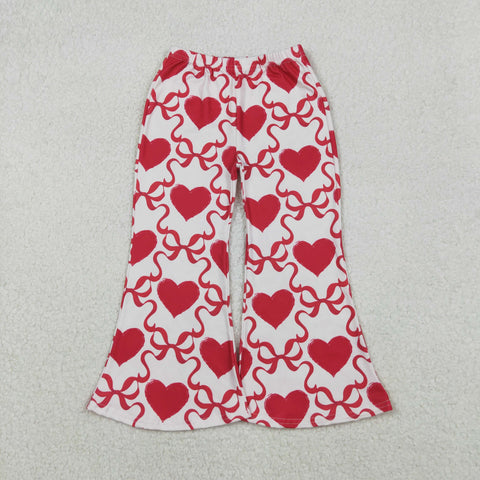 P0895 Bows Love Pink Kids Girls Flared Pants