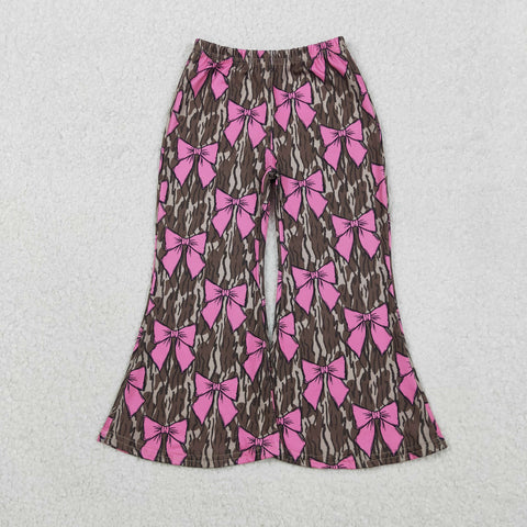 P0896 Bows Camo Kids Girls Flared Pants