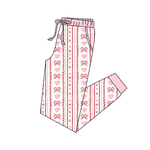 10.10 Pre order P0900 Adult women stripe pink red bow long Pants