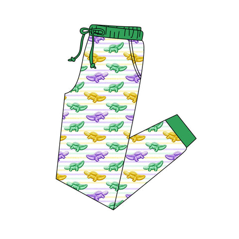10.10 Pre order P0903 Adult women Mardi Gras crocodile green long Pants