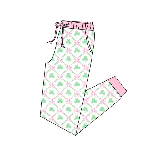10.10 Pre order P0904 Adult women St Patrick's Day pink green long Pants