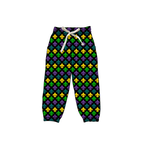 Preorder 11.04 MOQ 5 pcs P0908 Mardi Gras Yoga Kids Jogger Pants