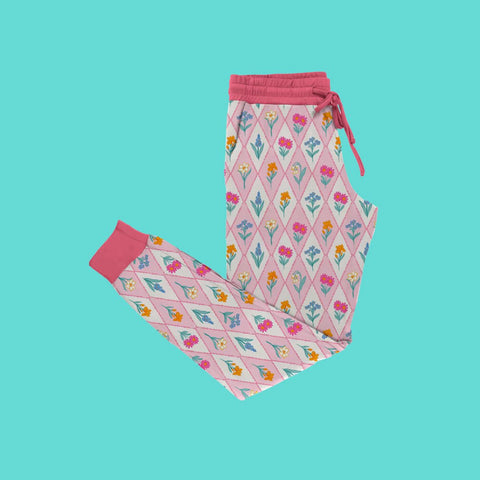 Preorder 12.11 MOQ 5 pcs P0966 Garden Flower Pink Women Adult's Pants