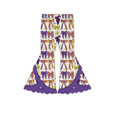Preorder MOQ 5 pcs Halloween Bows Pumpkin Ruffles Girls Flared Pants