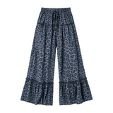 Preorder MOQ 5 pcs Each Leopard Yoga Mommy And Me Ruffles Wide Leg Pants
