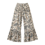 Preorder MOQ 5 pcs Each Hunting Camo Yoga Mommy And Me Ruffles Wide Leg Pants