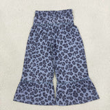 P1055 Leopard Gray Blue Yoga Girls Wide Leg Pants
