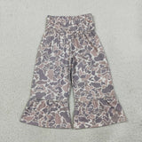 P1056 Hunting Camo Gray Brown Yoga Girls Wide Leg Pants