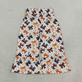 P1068 Halloween Bows Ruffles Girls Wide Leg Pants