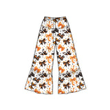 Preorder MOQ 5 pcs Halloween Bows Cute Ruffles Girls Wide Leg Pants