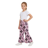 P1069 Halloween Bows Ruffles Purple Girls Wide Leg Pants