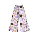 Preorder MOQ 5 pcs Halloween Bows Cute Ruffles Girls Wide Leg Pants