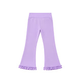 Preorder MOQ 5 pcs Each Color Solid Color Ruffles Yoga Kids Girls Flared Pants