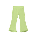 Preorder MOQ 5 pcs Each Color Solid Color Ruffles Yoga Kids Girls Flared Pants