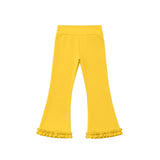 Preorder MOQ 5 pcs Each Color Solid Color Ruffles Yoga Kids Girls Flared Pants