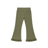 Preorder MOQ 5 pcs Each Color Solid Color Ruffles Yoga Kids Girls Flared Pants