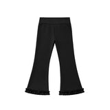 Preorder MOQ 5 pcs Each Color Solid Color Ruffles Yoga Kids Girls Flared Pants