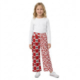 P1126 Team Mascot Bows Plaid Leopard Girls Wide Leg Pants