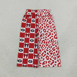 P1126 Team Mascot Bows Plaid Leopard Girls Wide Leg Pants
