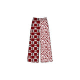 Preorder MOQ 5 pcs Each Style Team Mascot Bows Plaid Leopard Girls Wide Leg Pants