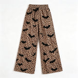 Preorder MOQ 5 pcs Each Style Halloween Pumpkin Leopard Adult Women Wide Leg Pants