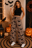 Preorder MOQ 5 pcs Each Style Halloween Pumpkin Leopard Adult Women Wide Leg Pants