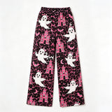 Preorder MOQ 5 pcs Each Style Halloween Pumpkin Leopard Adult Women Wide Leg Pants