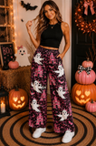 Preorder MOQ 5 pcs Each Style Halloween Pumpkin Leopard Adult Women Wide Leg Pants