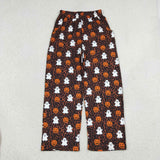 P1131 Halloween Ghost Pumpkin Leopard Women Adult's Wide Leg Pants