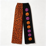 Preorder MOQ 5 pcs Each Style Halloween Pumpkin Leopard Adult Women Wide Leg Pants