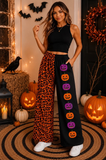 Preorder MOQ 5 pcs Each Style Halloween Pumpkin Leopard Adult Women Wide Leg Pants